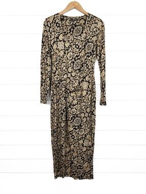 Peruvian Connection Shalimar Maxi Dress Tan Black Medium NWOT